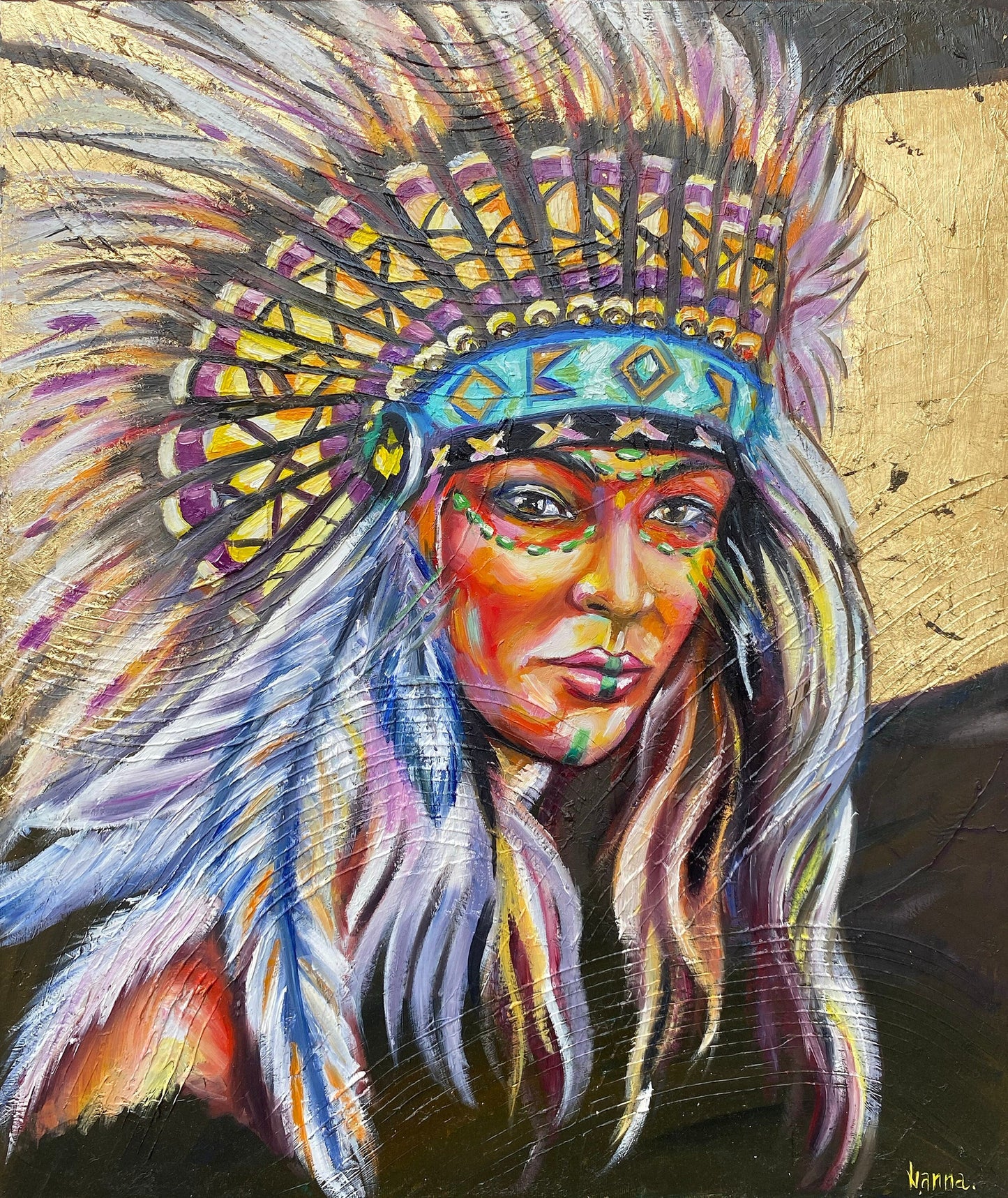 Indigenous Woman Oil Painting Original Native American Art Indigenous Art Work Native American Indian Woman Canvas Painting