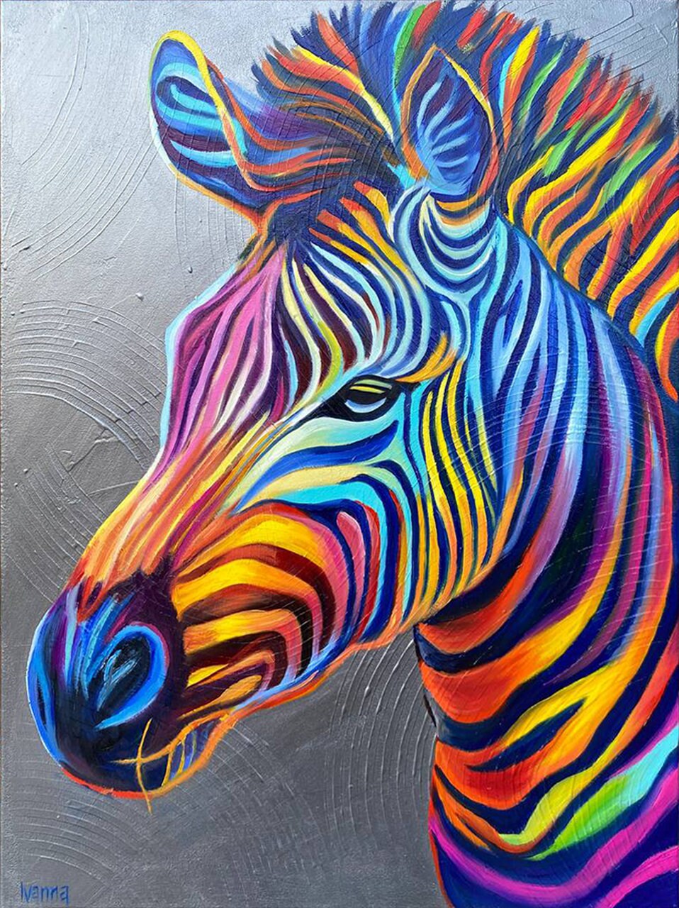 Original Zebra Oil Painting on Canvas Safari Art Animal Oil Painting Zebra Artwork Colorful Animal Wall Art Ready To Ship Zebra Painting