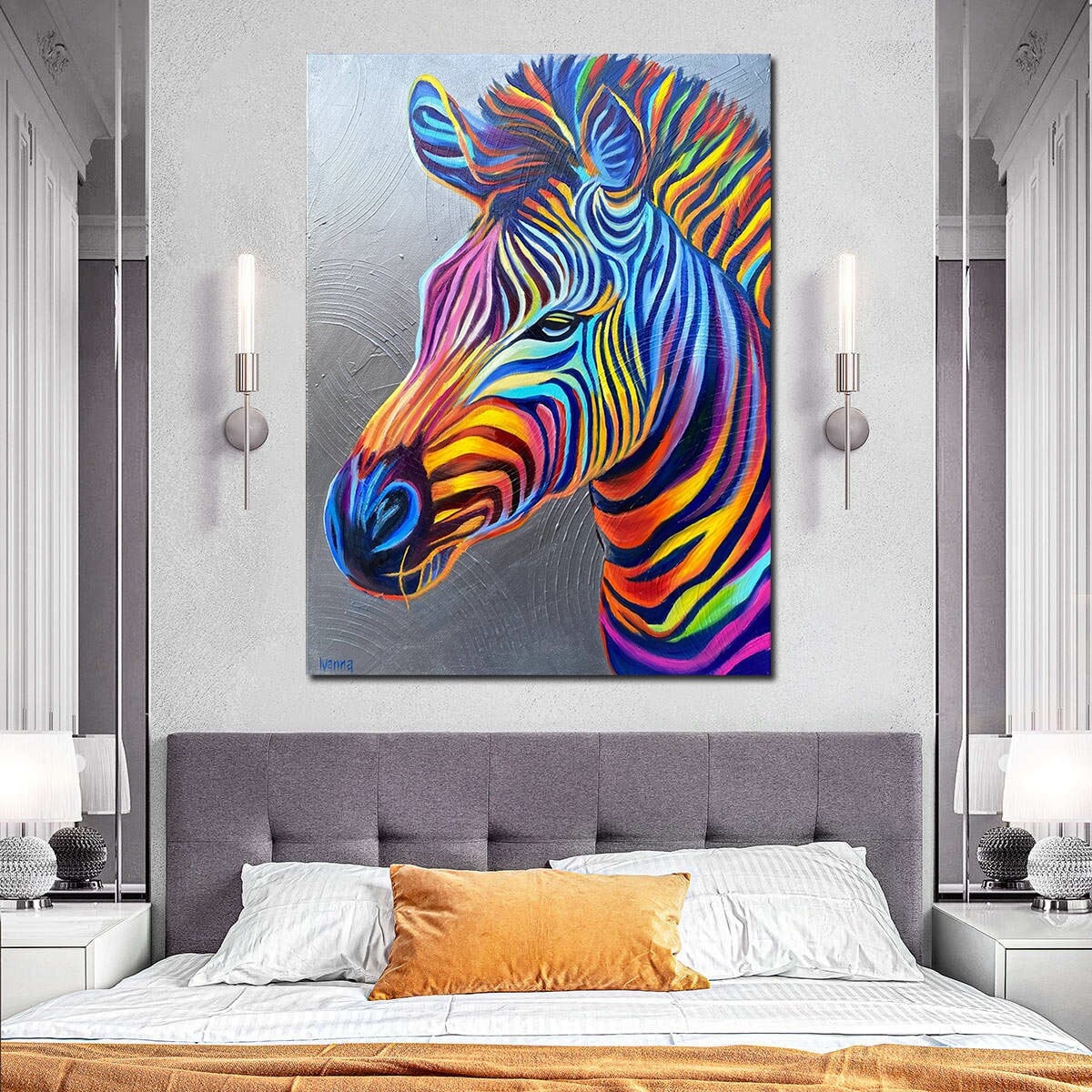 Original Zebra Oil Painting on Canvas Safari Art Animal Oil Painting Zebra Artwork Colorful Animal Wall Art Ready To Ship Zebra Painting