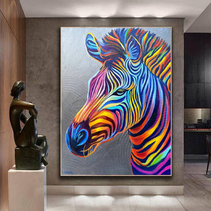 Original Zebra Oil Painting on Canvas Safari Art Animal Oil Painting Zebra Artwork Colorful Animal Wall Art Ready To Ship Zebra Painting