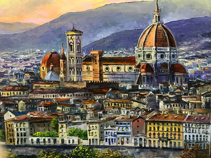 Florence Painting on Canvas Florence Italy Wall Art Italian Landscape Oil Painting Original Florence Artwork for Sale Florence Italy Gifts