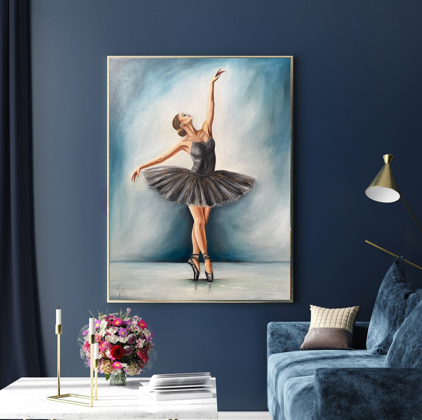 Ballet Dancer Oil Painting Original Ballet Wall Art Black Ballerina Painting Dancing Woman Wall Art Ballet Artwork Ballerina Painting Canvas