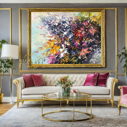 Abstract Flower Painting On Canvas Modern Floral Artwork Colorful Flowers Wall Art Textured Flower Painting Floral Abstract Contemporary Art