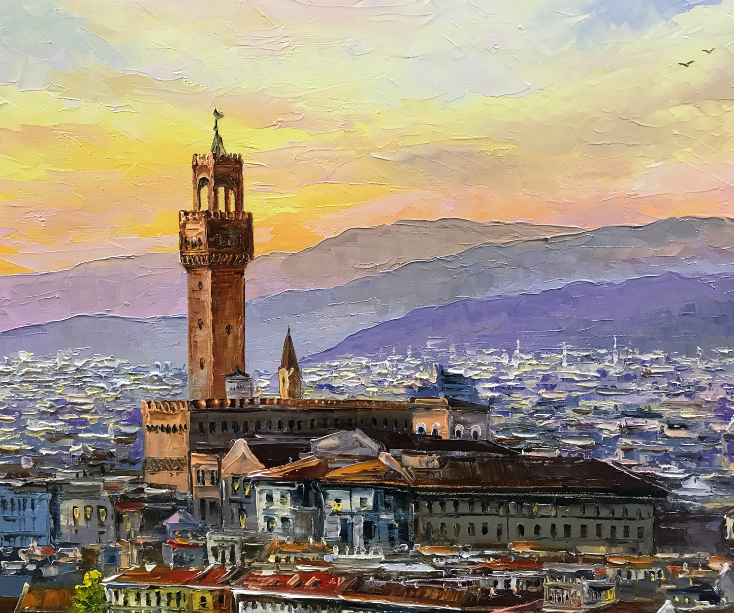 Florence Painting on Canvas Florence Italy Wall Art Italian Landscape Oil Painting Original Florence Artwork for Sale Florence Italy Gifts