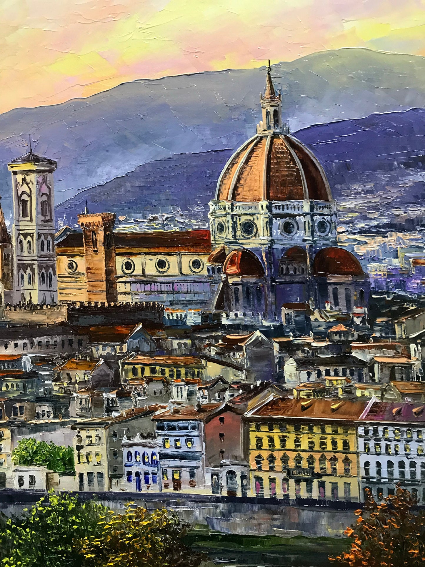 Florence Painting on Canvas Florence Italy Wall Art Italian Landscape Oil Painting Original Florence Artwork for Sale Florence Italy Gifts