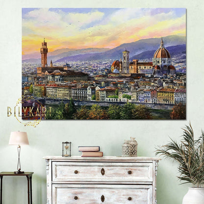 Florence Painting on Canvas Florence Italy Wall Art Italian Landscape Oil Painting Original Florence Artwork for Sale Florence Italy Gifts