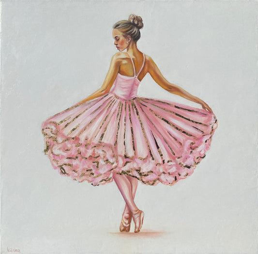 Pink and Gold Ballerina Painting Theme Nursery Ballet Painting Ballet Room Decor Pink Décor Dancing Ballerina Framed Art Painting Gift Girls