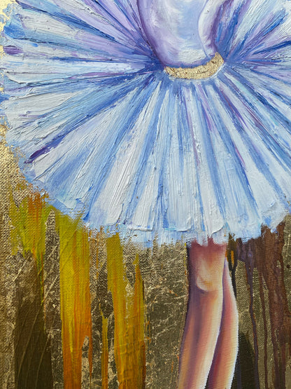 Dancing Ballerina Oil Painting Original Ballet Dancer Art Ballet Paintings Gold Ballerina in White Dress Oil Painting Ballerina Wall Decor