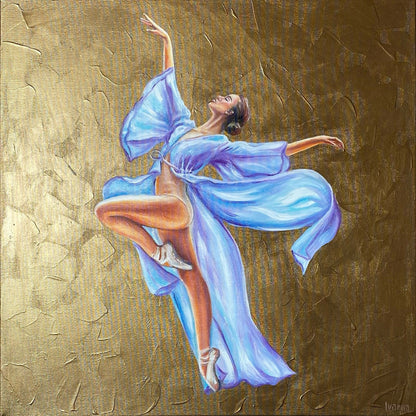 Abstract Ballerina Painting on Canvas Dancing Girl Art Ballerina Ballet Artwork Modern Gold Art Painting Ballerina Picture Oil Painting