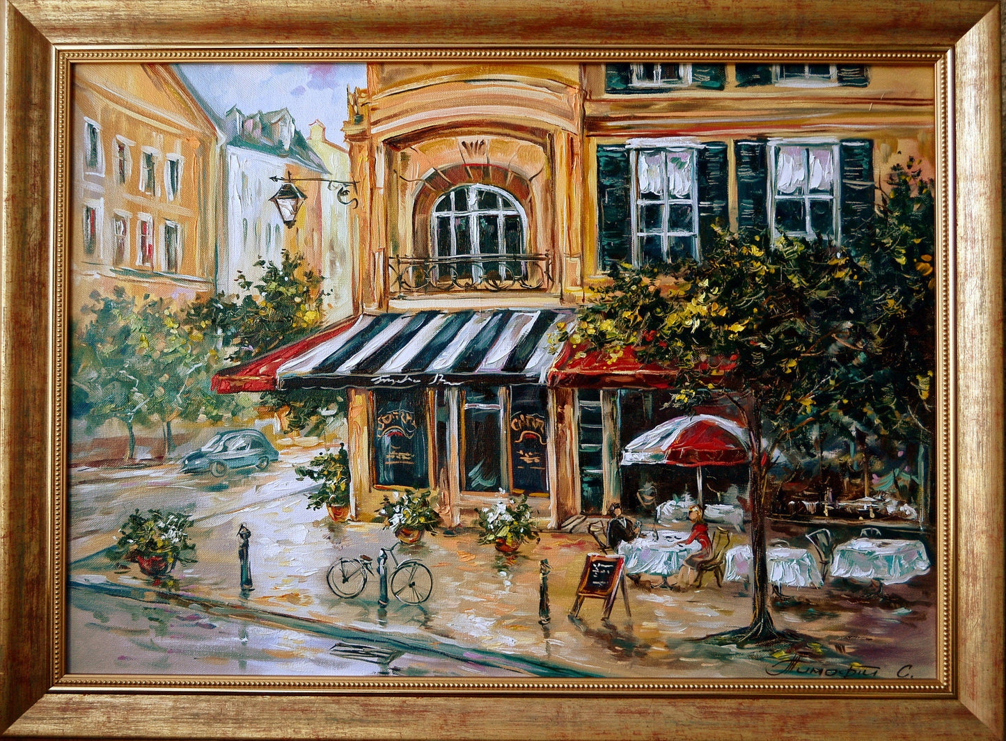 French Cafe Oil Painting Original Paris Cafe Painting Canvas French Street Scene Paintings France Street View Painting French Themed Gifts