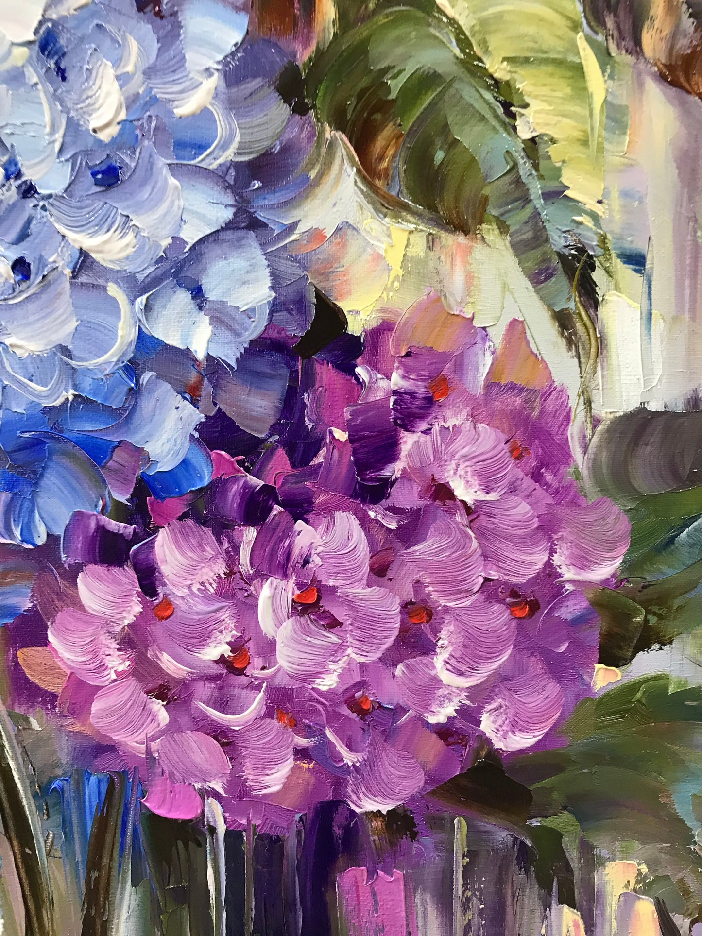 Hydrangea Painting Original Hydrangeas Painting on Canvas Flower Artwork Spring Flower Oil Painting Hydrangea Wall Art Colorful Flower Art