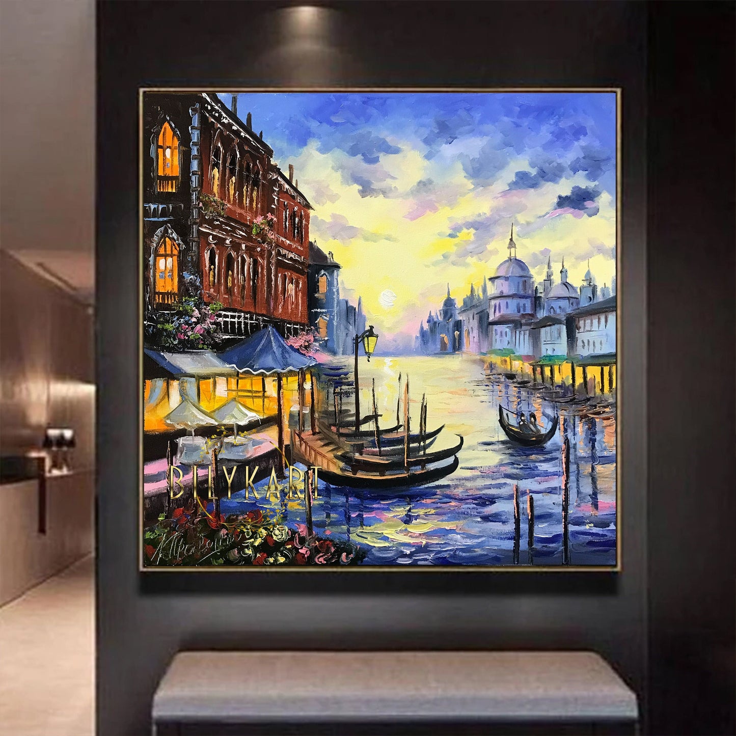 Venice Large Oil Painting Original Venice Canal Art Italy Landscape Oil Paintings Venetian Artwork Framed Venice Grand Canal Oil Paintings