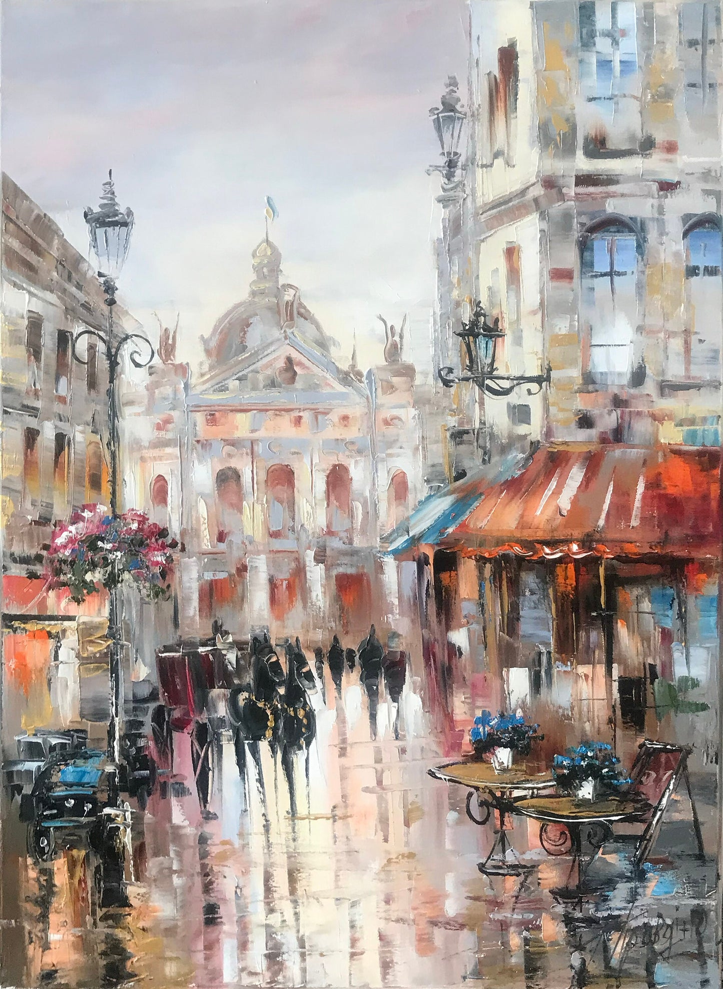 Europe Painting Original Old City Art City Scape Painting Europe Wall Art Budapest Painting on Canvas European Street Scene Painting