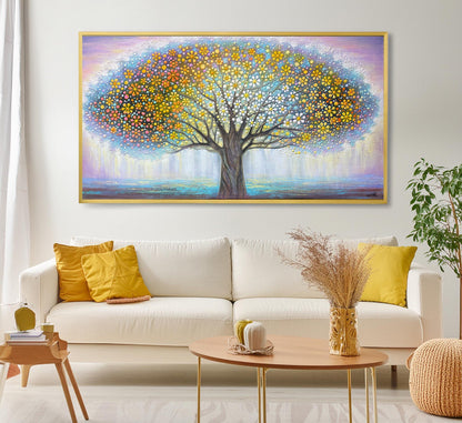 Colorful Tree Paintings on Canvas Vibrant Abstract Wall Art Large Tree Painting Horizontal Family Tree Wall Art Tree of Life Paintings