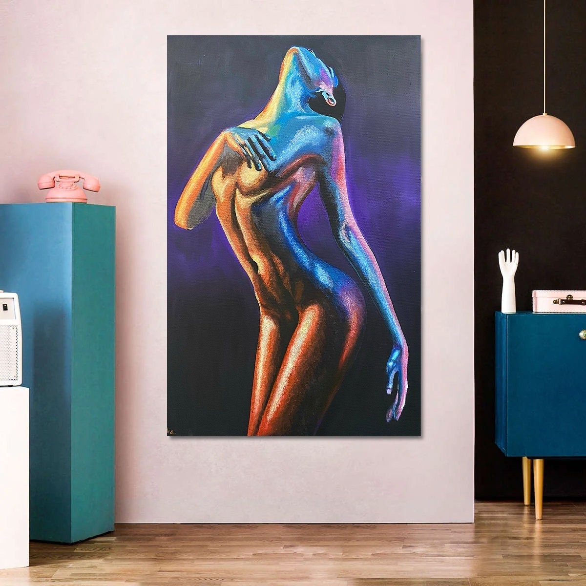 Female Nude Painting Original Nude Abstract Painting on Canvas Naked Woman Wall Art Naked Painting Body Sensual Art Topless Woman Painting