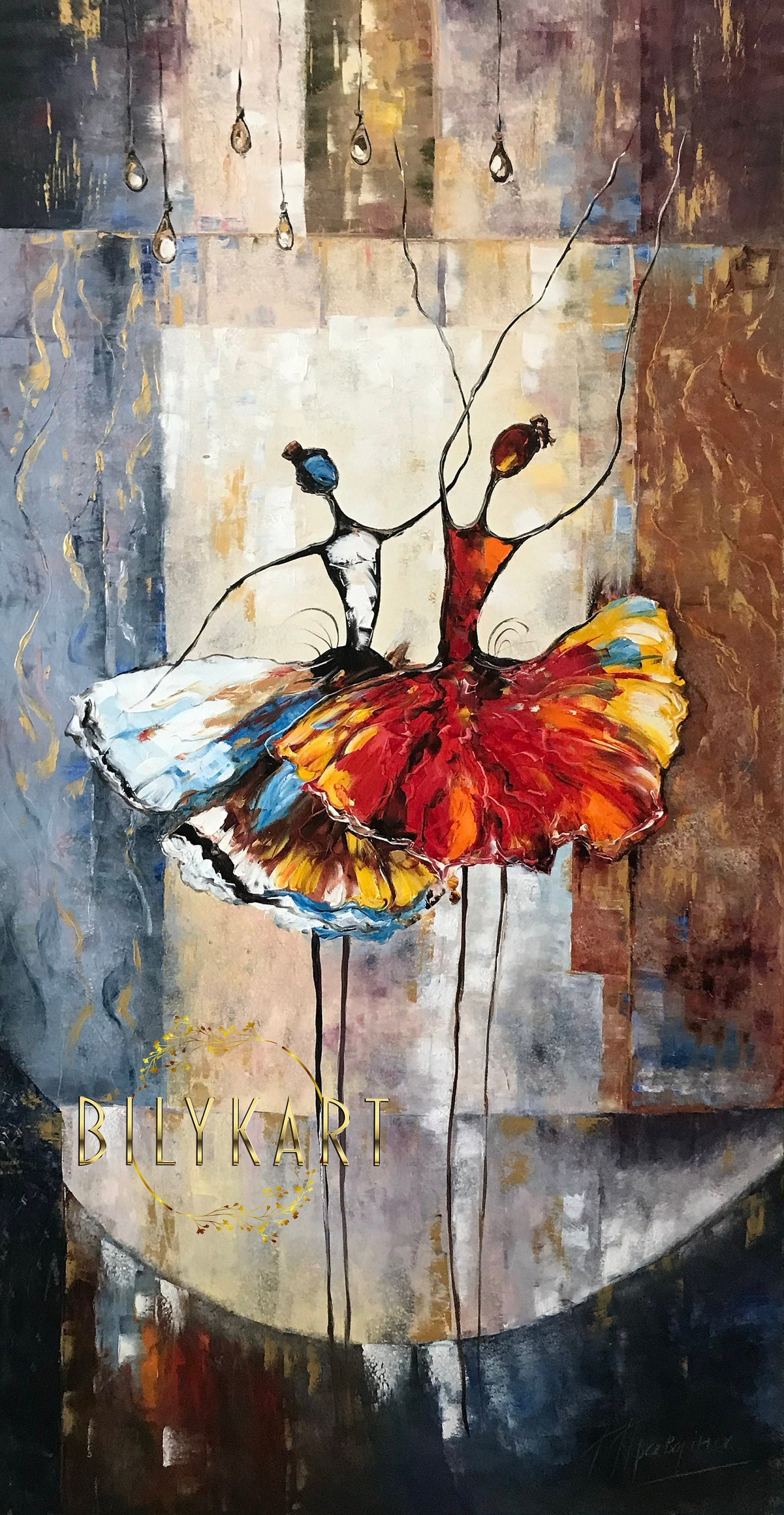 Abstract Ballerina Painting Original Ballerina Wall Art Dancing Girl Oil Painting Ballet Themed Art for Kids Room Large Ballerina Painting