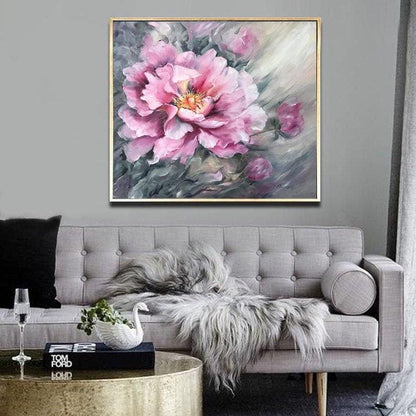 Abstract Flower Painting Modern Floral Artwork Pink Flower Wall Art Cherry Blossom Painting Original Oil Painting Canvas Floral Art