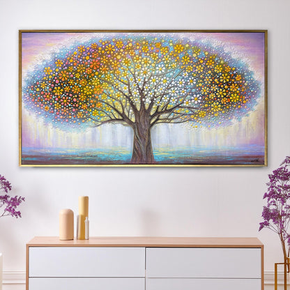 Colorful Tree Paintings on Canvas Vibrant Abstract Wall Art Large Tree Painting Horizontal Family Tree Wall Art Tree of Life Paintings