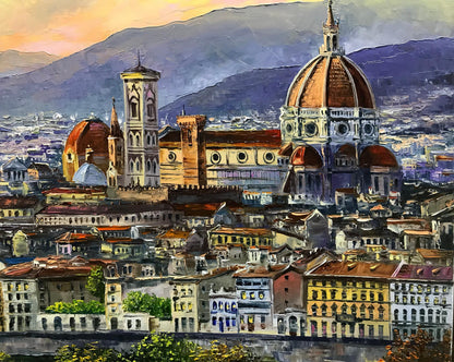 Florence Italy Oil Painting on Canvas Italian City Art Famous Paintings of Florence Italy Artwork Italian Cityscape Classic Painting