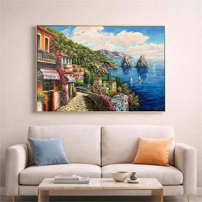 Capri Italy Oil Painting Original Amalfi Coast Painting on Canvas The Most Beautiful Italy Coastal Towns Cities Villages Paintings for Sale