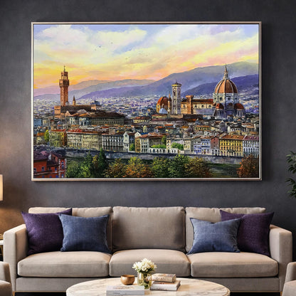 Florence Italy Oil Painting on Canvas Italian City Art Famous Paintings of Florence Italy Artwork Italian Cityscape Classic Painting