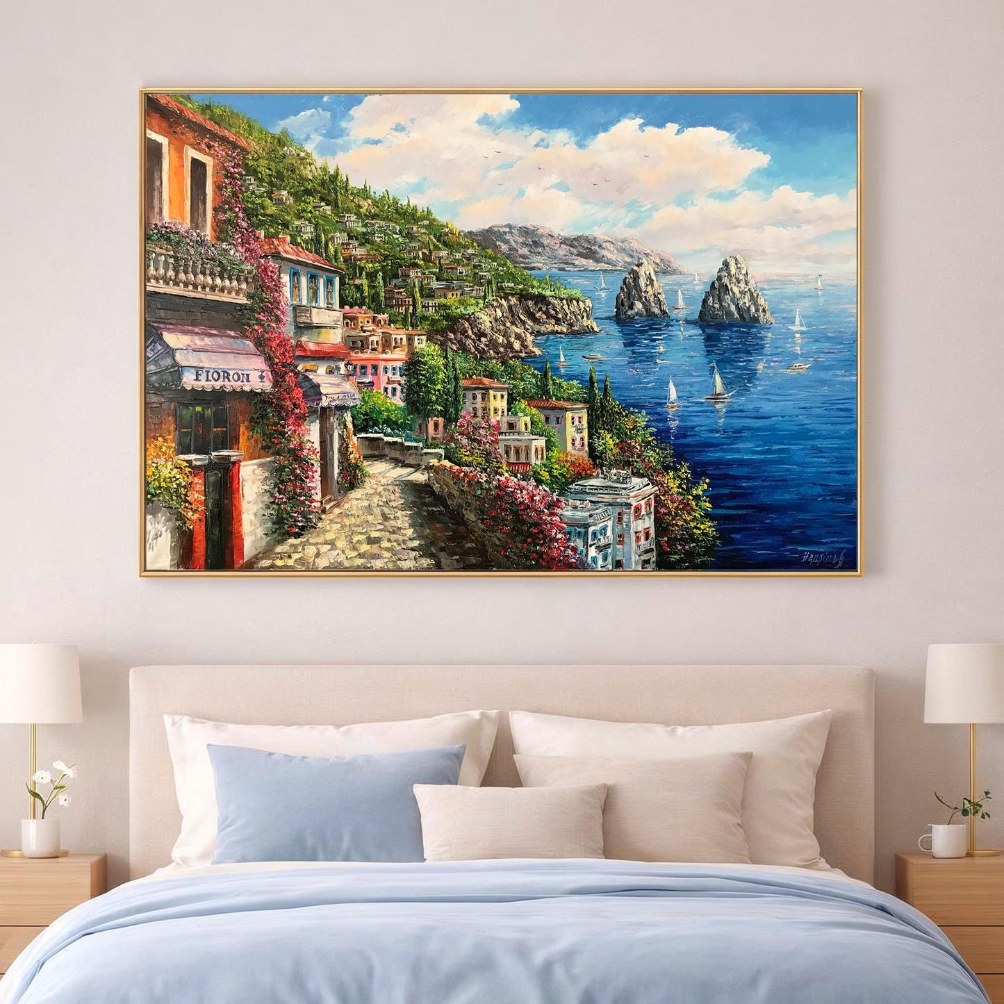 Capri Italy Oil Painting Original Amalfi Coast Painting on Canvas The Most Beautiful Italy Coastal Towns Cities Villages Paintings for Sale