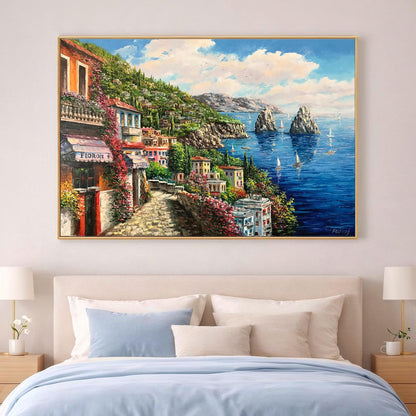 Capri Italy Oil Painting Original Amalfi Coast Painting on Canvas The Most Beautiful Italy Coastal Towns Cities Villages Paintings for Sale