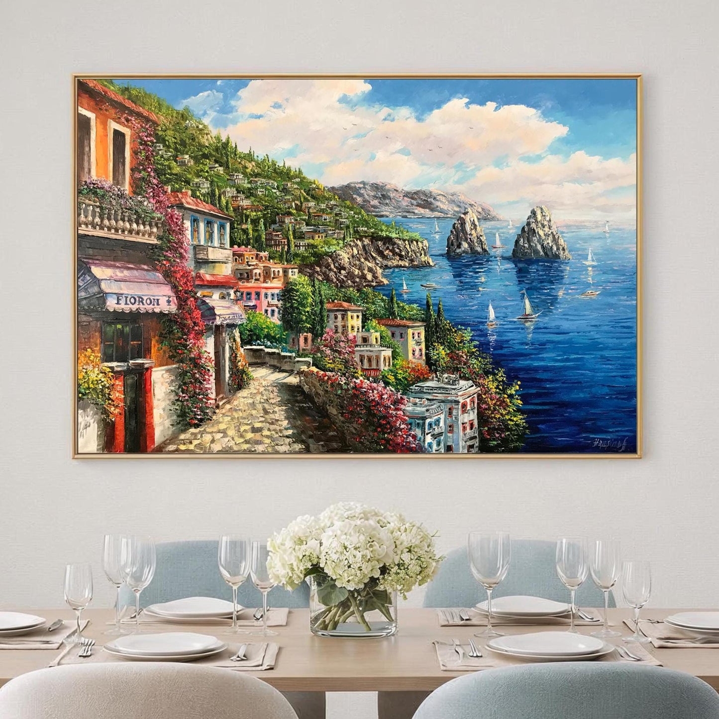 Capri Italy Oil Painting Original Amalfi Coast Painting on Canvas The Most Beautiful Italy Coastal Towns Cities Villages Paintings for Sale