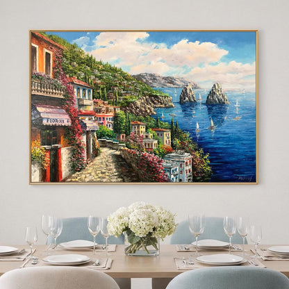 Capri Italy Oil Painting Original Amalfi Coast Painting on Canvas The Most Beautiful Italy Coastal Towns Cities Villages Paintings for Sale