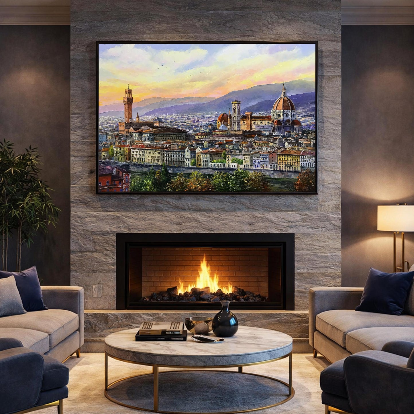 Florence Italy Oil Painting on Canvas Italian City Art Famous Paintings of Florence Italy Artwork Italian Cityscape Classic Painting
