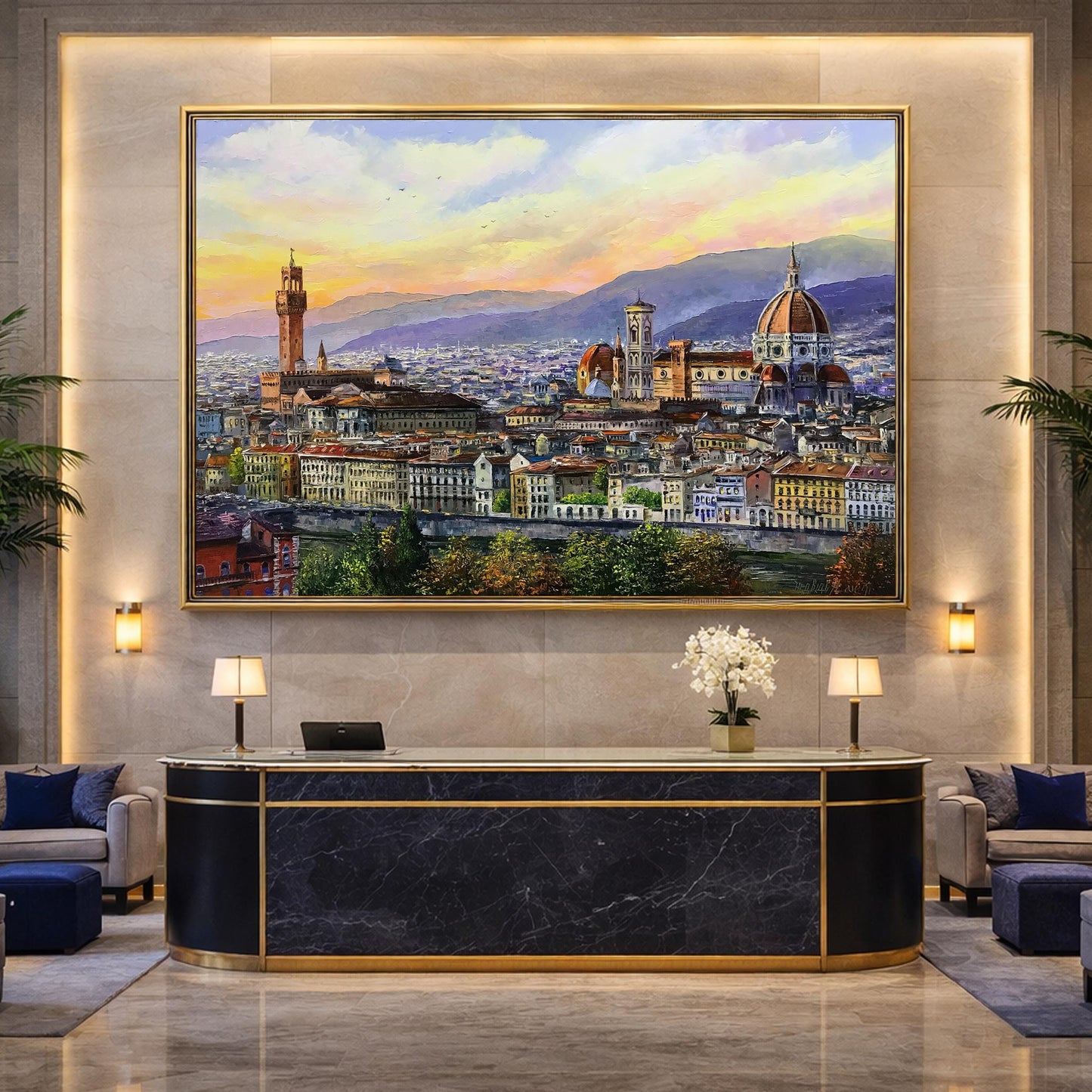 Florence Italy Oil Painting on Canvas Italian City Art Famous Paintings of Florence Italy Artwork Italian Cityscape Classic Painting