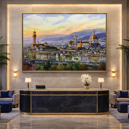 Florence Italy Oil Painting on Canvas Italian City Art Famous Paintings of Florence Italy Artwork Italian Cityscape Classic Painting