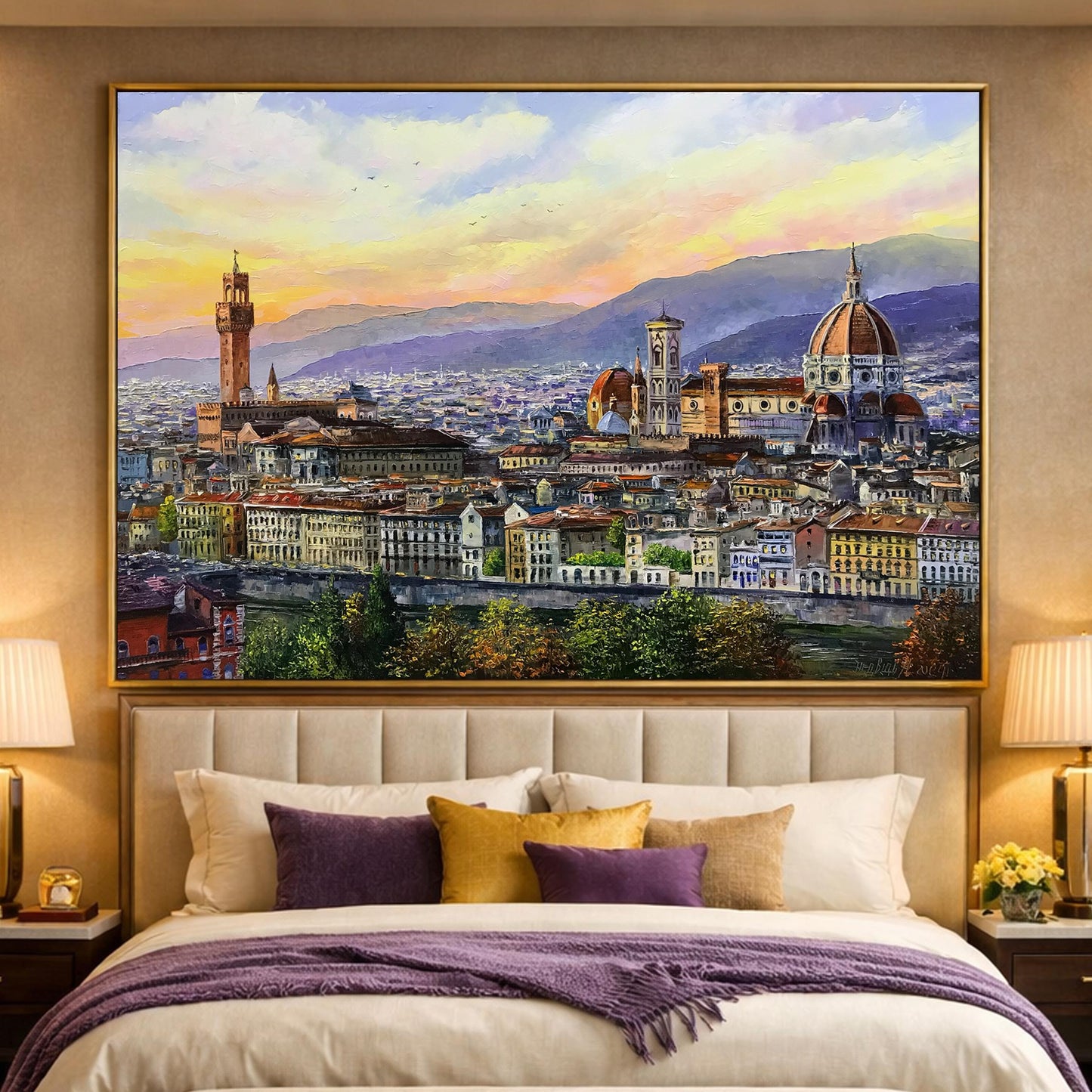 Florence Italy Oil Painting on Canvas Italian City Art Famous Paintings of Florence Italy Artwork Italian Cityscape Classic Painting