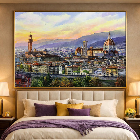 Florence Italy Oil Painting on Canvas Italian City Art Famous Paintings of Florence Italy Artwork Italian Cityscape Classic Painting