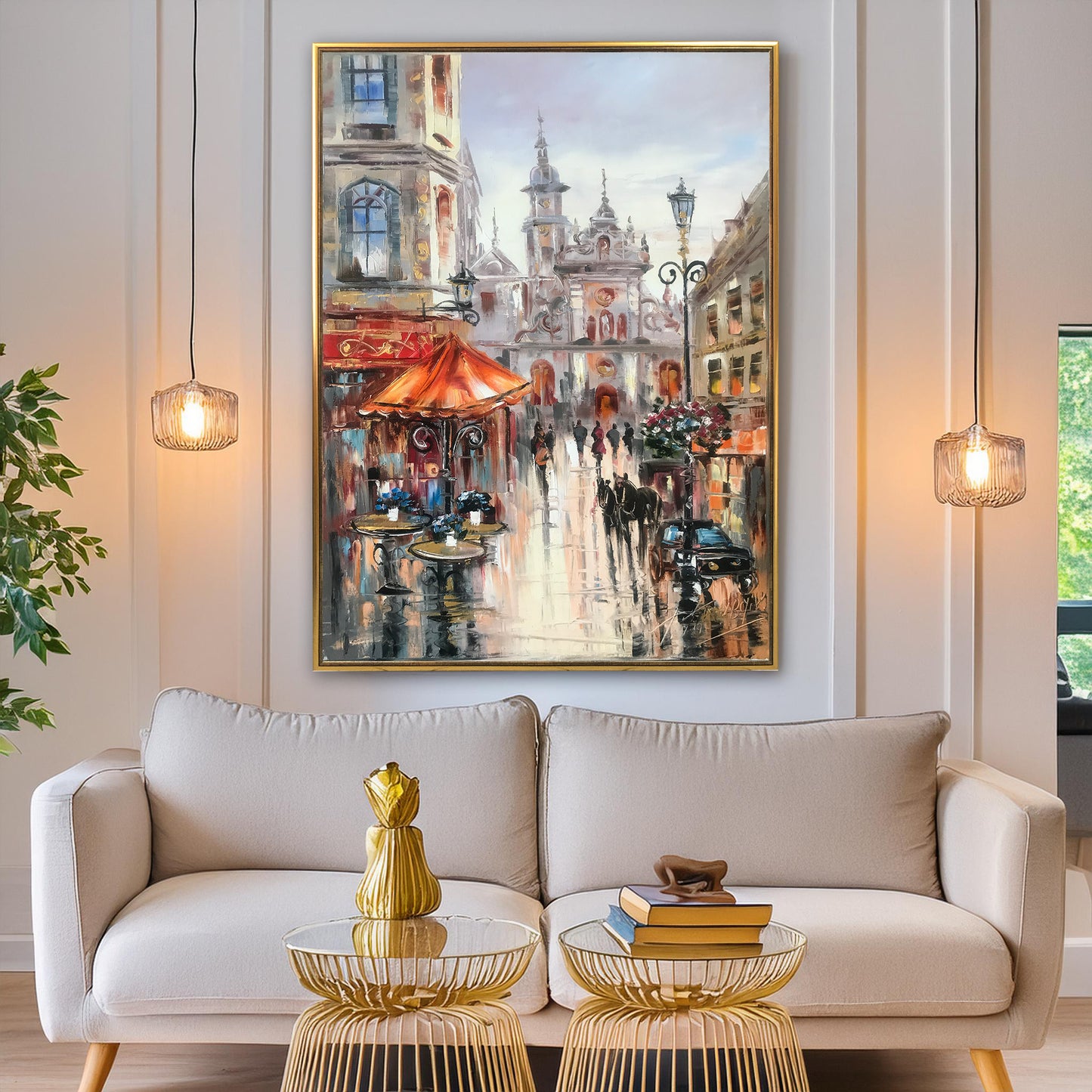 European Cityscape Painting on Canvas European Wall Decor French Street Scene Paintings Europe City Painting