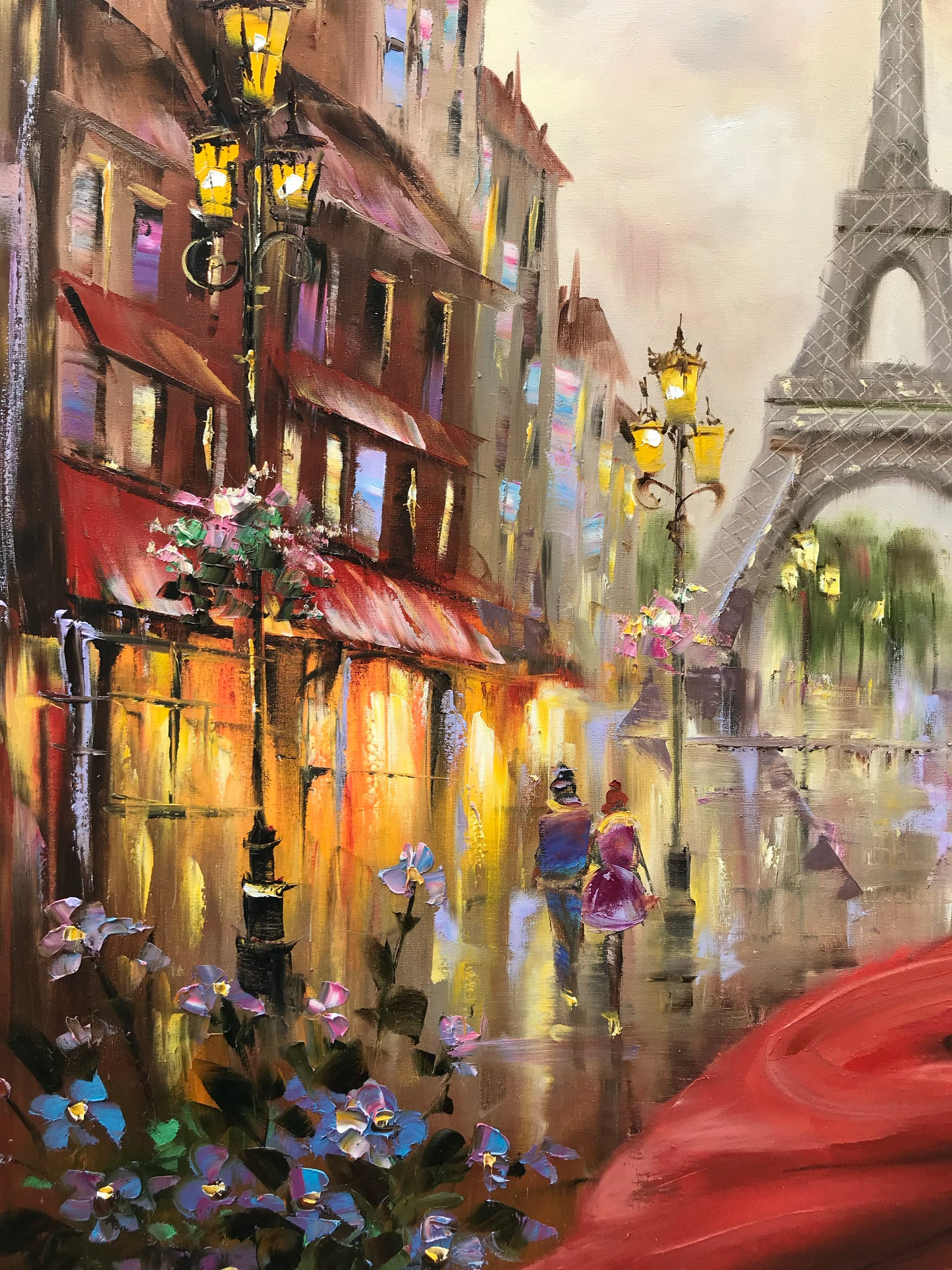 Woman in Paris Oil Painting Original Ballerina Wall Art Girl in Red Dress Painting Paris Artwork Ballerina Painting Paris Decor