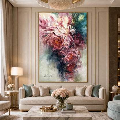 pink-green-floral-painting-large-living-room