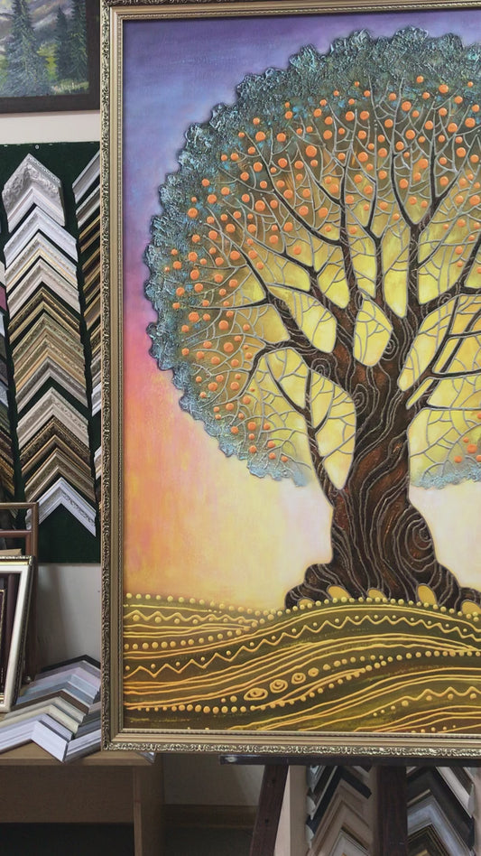 Gustav Klimt Tree of Life Painting on Canvas Gold Tree Painting Large Golden Tree Wall Art Klimt Gold Blue Art Family Tree Painting for Home