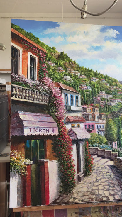 Capri Italy Oil Painting Original Amalfi Coast Painting on Canvas The Most Beautiful Italy Coastal Towns Cities Villages Paintings for Sale