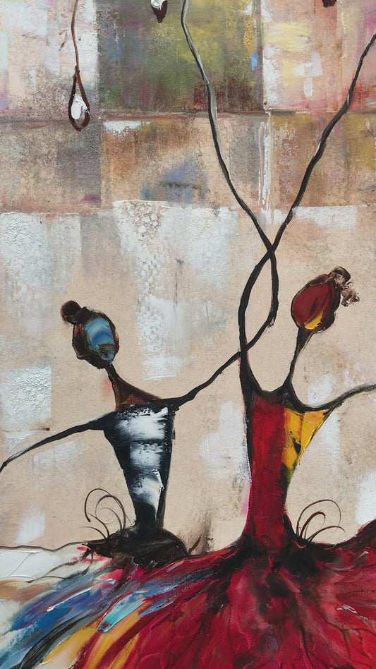 Large Ballerina Oil Painting Original Ballet Wall Decor Dancing Ballerinas Painting Dancer Art