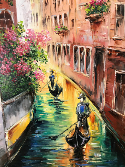 Venice Italy Canal Paintings on Canvas Large Venetian Oil Painting Original Italian Cityscape Oil Painting Venetian Artwork