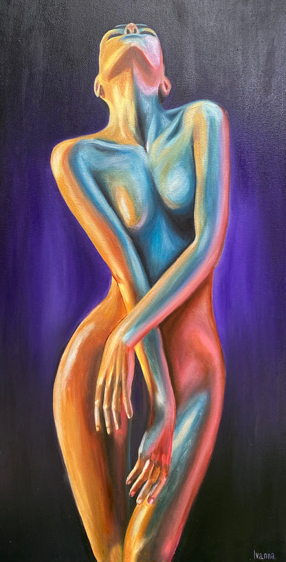 Abstract female body painting on Canvas Sexy Nude Woman Oil Painting Original Figurative Painting Female Figure Artwork Full Body Painting