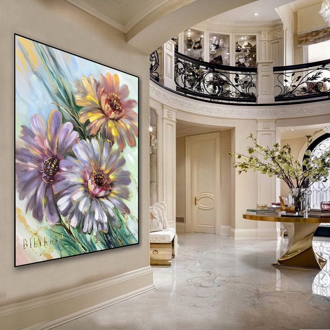 Modern Abstract Flower Painting on Canvas Abstract Floral Canvas Wall Art Very Large Floral Paintings
