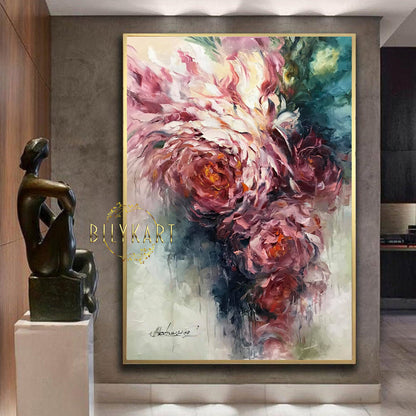 large abstract roses oil painting by BilykArt