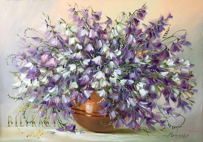 purple wildflowers oil painting on canvas by BilykArt gallery
