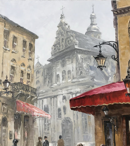 French Cafe Oil Painting Original Parisian Street Scenes Paintings Emily in Paris Art Old Town Painting Paris French Gift