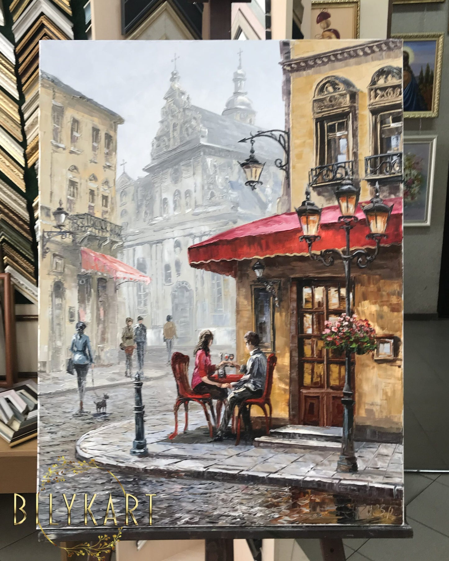 French Cafe Oil Painting Original Parisian Street Scenes Paintings Emily in Paris Art Old Town Painting Paris French Gift