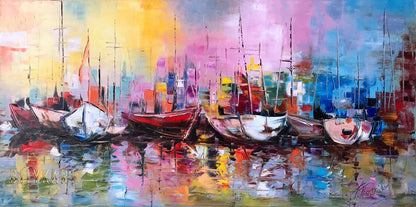 abstract sailboats painting