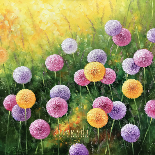 Large Dandelion Painting on Canvas Wild Flower Meadow Canvas Wall Art Abstract Colorful Dandelions Oil Paintings