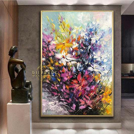 large abstract flowers oil painting